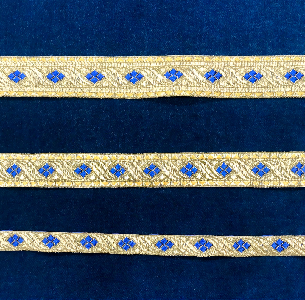 Galón Dorado Rombos Azul